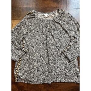 J. Jill Peasant Floral Print NWT Pop Over Blouse Womens Size M Cotton Blend